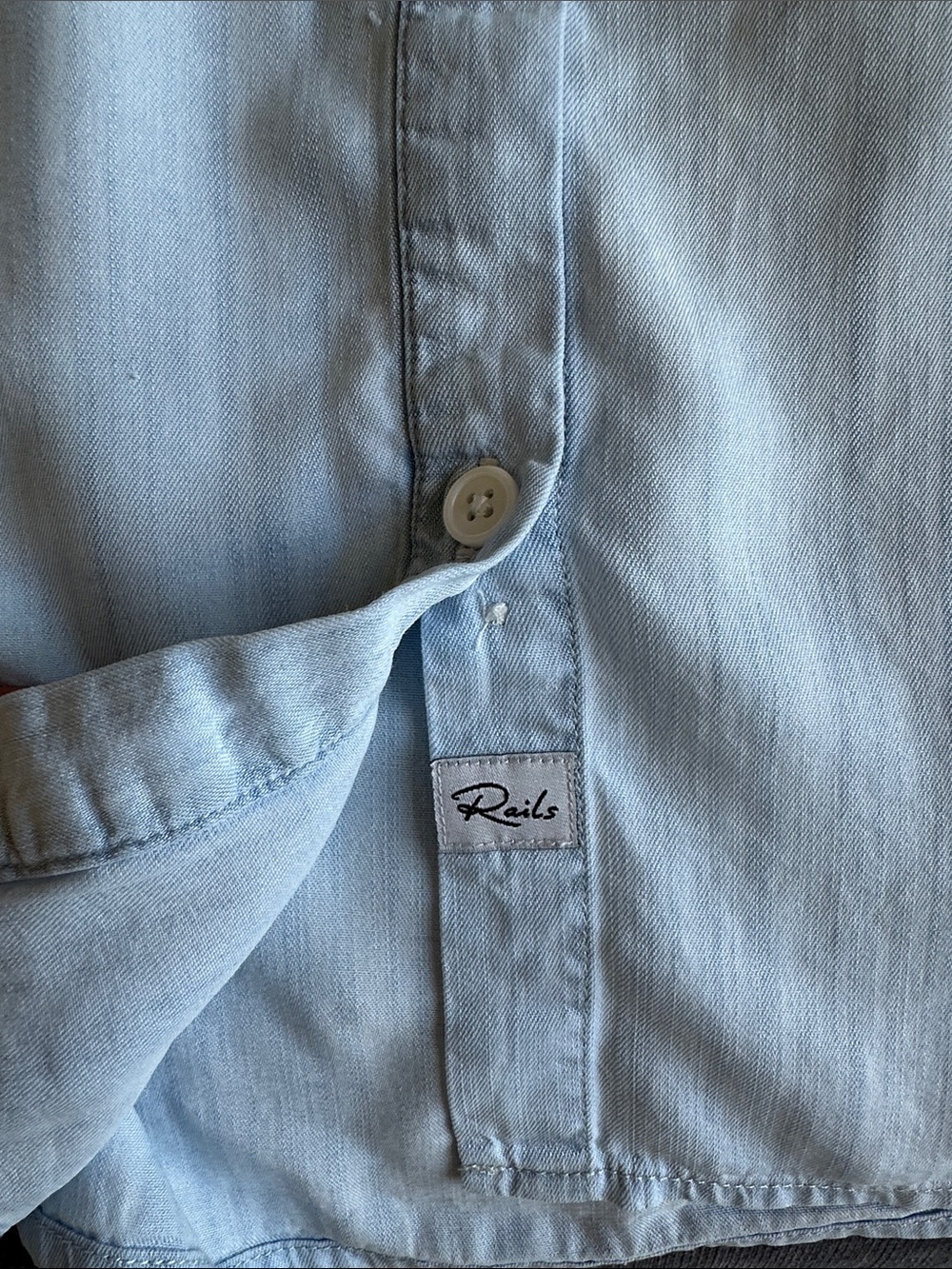 Rails Light Blue Ruffle Collar Button-Up Top - Picture 5 of 13